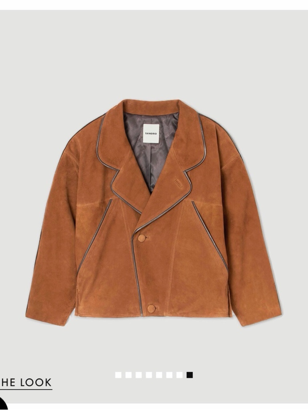 Sandro Brown Suede Boxy Bomber Jacket - Picture 4 of 10